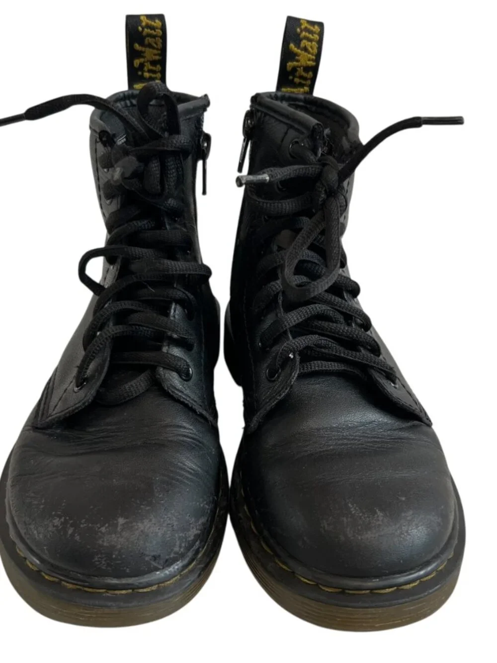 Dr Martens Boots 1460 J black leather zip up kids size 1 combat docs